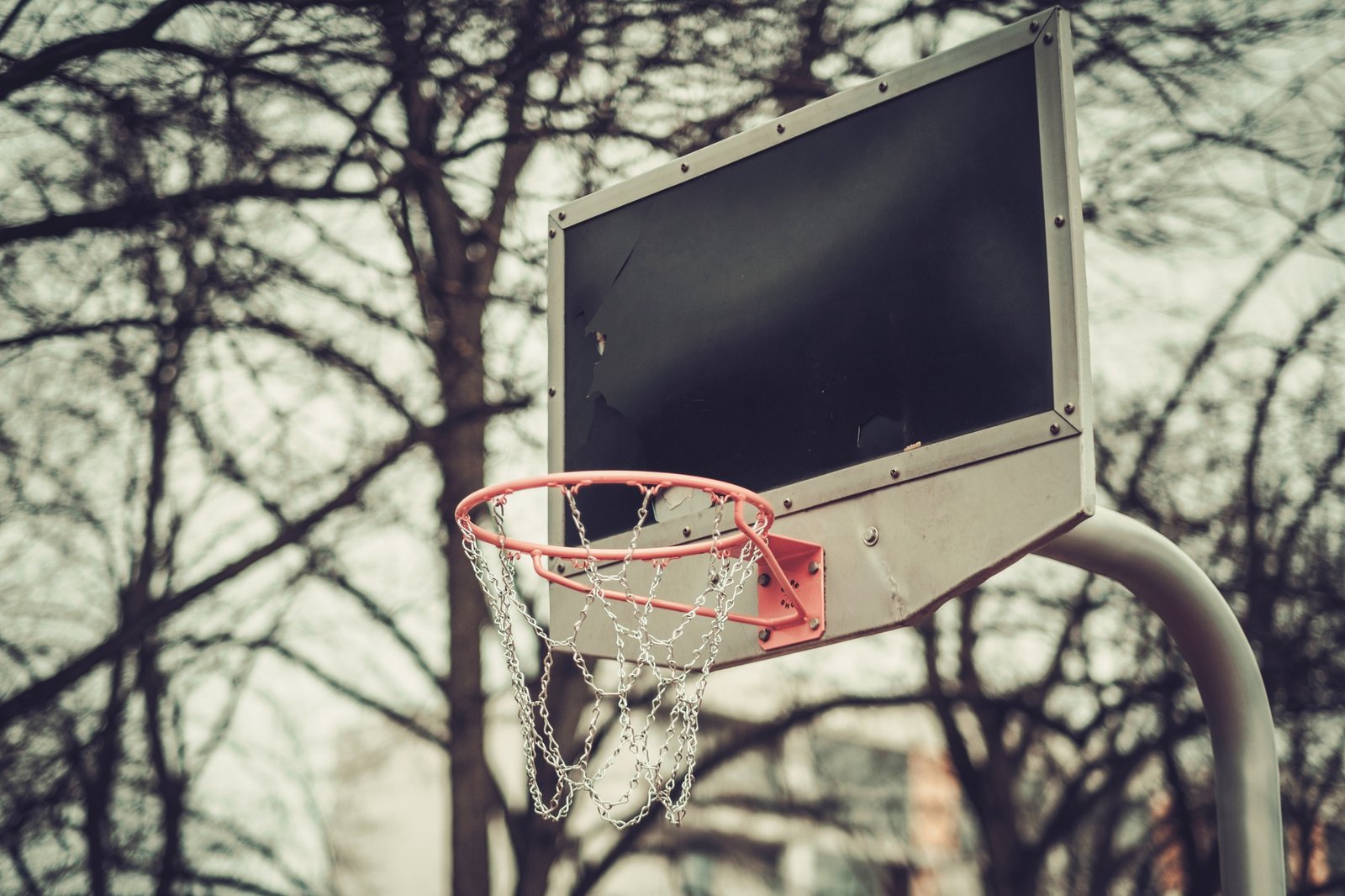 Basketball shiled outdoors